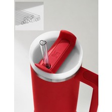 Sidelya Aksesuar 30 cm   Uyumlu Kalp Şekilli Tritan Malzeme Yedek Pipet Seti (4 Pipet ve 1 Fırça)  30 Oz ve 40 Oz Bardaklar ile Uyumlu, Ekstra Uzun, Şeffaf