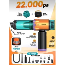 Kablosuz Araç Süpürgesi 220W 22000PA Güçlü Vakum & Üfleme Özellikli Şarjlı Oto Süpürge M