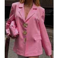 Nesgo Moda Gösterişli Gold Metal 3 Lü Blazer Ceket Seti Extra Büyük Boy