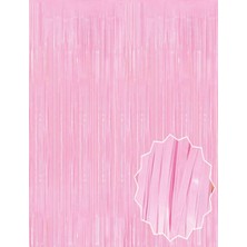 MiraLive Soft Pembe Püsküllü Kapı Perdesi - Parti, Baby Shower, Cinsiyet Partisi 1x2 M BX40