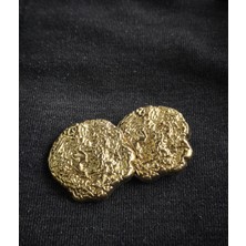Nesgo Moda Premium Krater Taşı Görünümlü Metal Gold Düğme - 2 Adet 45MM 72 Boy(Extra Buyuk)