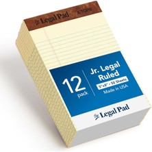 Tops 12,7 x 20,3 cm Yasal Bloknotlar, 12'li Paket, The Legal Pad Markası, Dar Çizgili, Sarı Kağ�