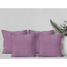 Goccia Home 4'lü Kırlent Kılıfı Keten Görünümlü Soft Koltuk Sırt Hediyelik Punch Yapılabilir Gri