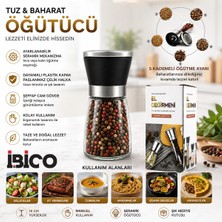 MiraLive Hand Grınder Küçük Cam Hazneli - Pls.kapaklı - Krom Belli Tuz - Baharat Öğütücü BX40