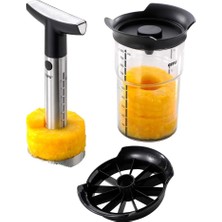 Gefu 13550 Professional Plus Ananas Kesici, Bıçak ve Soyucu Seti, Ananas Için, Paslanmaz Çelik,