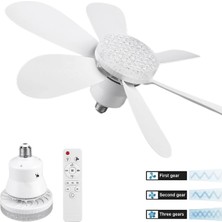MiraLive 2in1=tavan Vantilatör - Avize Lamba Kumandalı 52CM Sinek Kovucu 6-Beyaz Plastik Kanat 3-Kademe Hı