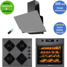 Eminçelik ve Afm Marka G1 Airfryer Dijital Cam Antrasit-Gri  Ankastre Set Af 2190G +FM2210+ FM3409