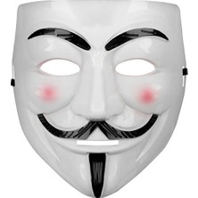 MiraLive Beyaz Renk Pembe Yanaklı Ithal V For Vendetta Maskesi BX40