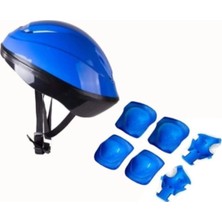 Çocuk Kask Dizlik Dirseklik Koruyucu Set 7 Parça, Mavi