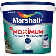 Marshall Maximum Mat Bw Baz Su Bazlı Silikonlu Silinebilir Iç Cephe Boyası 2,5 L