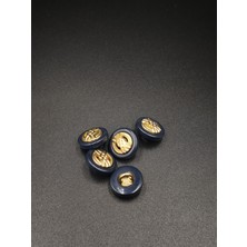 Nesgo Moda 15 mm Lacivert Çerçeveli Şık Metal Düğme Seti (10 Adet)