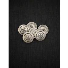 Nesgo Moda Antik Gümüş Görünümlü Gemi Dümeni Motifli Metal Düğme Seti 25.4mm 40 Boy