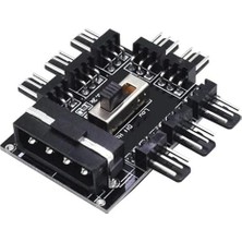 PX-4336 3 Pin Girişli 8 Port 3pinfan Çoklayıcı Kart, Ide Molex Güç Girişli Kasa Fan Splitter,