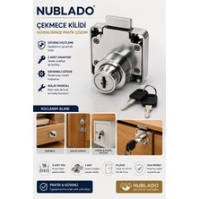 Nublado Çekmece Dolap Kilidi 2 Anahtarlı Metal Mobilya Kilidi 40X40 mm – 16 Vida ve 4 Karşılık Aparatı Dahil