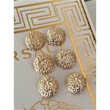 Nesgo Moda Örgü Geçiş Detaylı Metal Gold Kaban Boy Düğme