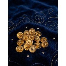 Nesgo Moda Z.a.r.a 14 Adet Gold Renk Desenli Ayaklı Düğme - 16 Boy (10.2 Mm)