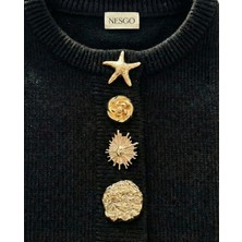Nesgo Moda Z.a.r.a Serisi Kombin Gold Metal Düğme Seti - 4’lü Büyük Boy Set