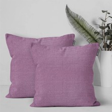 Goccia Home 2'li Kırlent Kılıfı Keten Görünümlü Soft Koltuk Sırt Hediyelik Punch Yapılabilir Pembe