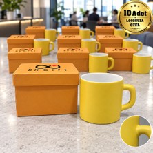 BK Gift Logonuza Özel 10 Adet Renkli Kutulu 300 ml Kupa Bardak Kurumsal Promosyon Hediye Seti 3 Renk