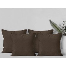 Goccia Home 4'lü Kırlent Kılıfı Keten Görünümlü Soft Koltuk Sırt Hediyelik Punch Yapılabilir Gri