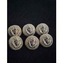 Nesgo Moda Kabartmalı Aslan Desenli 28MM 44 Boy Buyuk Gold Metal Düğme Seti 6 Adet - Kaban ve Ceket Aksesuarı