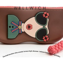 Wellwich Silikon Gözlük Kılıfı  Güneş Gözlüğü Optik Gözlük Koruyucu Fermuarlı Kutu     Kırmızı Örgü Aksesuar