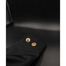 Nesgo Moda Lüks Gold Armalı Blazer Düğmesi - Siyah Detaylı Ipli Kenar (6 Adet)