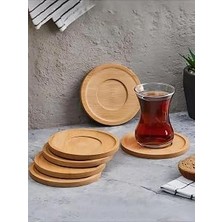 Kazan Hobi 6 Adet Yuvarlak Bambu Çay Tabağı, Bardak Altlığı, Fincan Tabağı Bambu