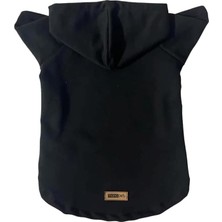 Kazan Hobi Kapişonlu Sweatshirt Köpek ve Kedi Kıyafeti & Elbisesi - Düz Siyah M Beden