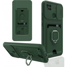The Gencoo Xiaomi Redmi 9c Kılıf Zuma Kartvizitli Yüzüklü Silikon - Yeşil
