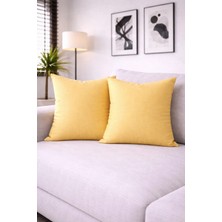 Goccia Home 2'li Kırlent Kılıfı Keten Görünümlü Soft Koltuk Sırt Hediyelik Punch Yapılabilir Kahverengi