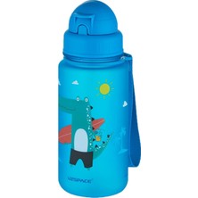 Kazan Hobi Uzspace Figürlü 400 ml Pipetli Tritan Çocuk Su Matarası , Mavi