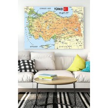 Kazan Hobi Postermanya (PSTER18297) Türkiye Haritası Eğitim Kanvas Tablo 4 30 x 40