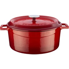 Lava Döküm Yuvarlak Tencere, Trendy, 28 Cm, 6.71 L Hacim, Kırmızı
