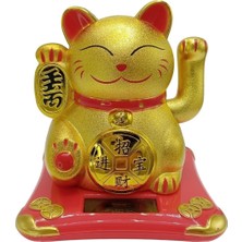 Maneki Neko El Sallayan Şans Kedisi Gold Solar Güneş Enerjili 10X10CM NO5GLD