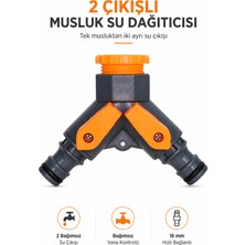 Conocer 2 Çıkışlı Musluk Su Dağıtıcısı Y Tipi Vanalı Hortum Çıkış Ayırıcı 1/2" ve 3/4" Uyumlu Hızlı Bağlantılı