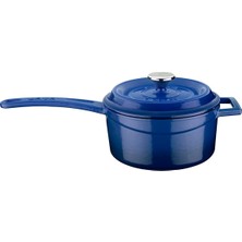 Kazan Hobi Lava Döküm Yuvarlak Sos Tenceresi Metal Saplı 16 Cm, Mavi