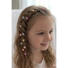 Glowilla 12'li Renkli Çiçekli Zirkon Taşlı Kız Çocuk Saç Boncuğu (Toka) Seti - Pastel Tonlar