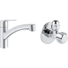 1001 Start Spiralli Eviye Bataryası Krom + 2 Adet 55MM Ara Musluk Seti