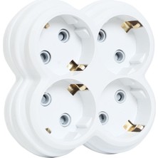 1001 4lü Golyat Fiş, Dörtlü Topraklı Priz Çoklayıcı Fiş, 16A 250 Volt, Max 3600 Watt (Beyaz)