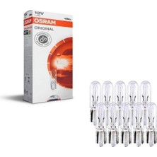 Osram 12V T5 1.2W Dipsiz Gösterge Ampulü 10 Adet Orjinal 2721 10X