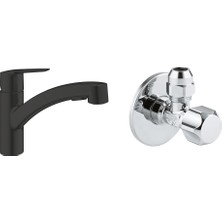 1001 Start Spiralli Eviye Bataryası Mat Siyah + 2 Adet 55MM Ara Musluk Seti