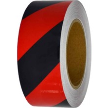 1001 Fosforlu Bant Çapraz 5 cm x 25 Metre (Kırmızı Siyah)