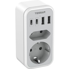1001 Soket Için Çift Fiş, 2 USB C ve 2 USB A'lı 6'sı 1 Arada Soket Adaptörü, Çoklu Fişli USB C 3