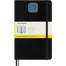 1001 Kareli Kalin Siyah Defter L Boy Yumuşak Kapak (Expanded) | Büyük 12,7 x 21 cm Büyüklüğündeki