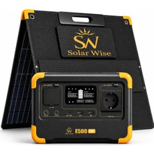 Solar Wise E500 Maxpack / 600W 576WH Taşınabilir Güç Istasyonu + 100W Katlanabilir Güneş Pane