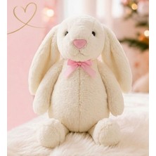 1001 Uyku Arkadaşım Papyonlu Uzun Kulak Bunny Peluş Tavşan 65 cm Beyaz