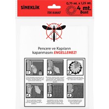 1001 Tek Kanat Pratik Sineklik, 0.75 M x 1.25 M Tül, Kapı & Pencere Uyumlu, 4 M Yapıştırma Bantlı
