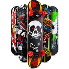 1001 Orta Boy Kaykay 60 cm 8 Katmanlı Canlı Desenli Kemik Teker Kaymaz Skateboard 2406