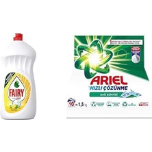 1001 Ultra Hızlı Sıvı Bulaşık Deterjanı Limon ve Misket Limonu, 1500 ml & Ariel Dağ Esintisi Toz